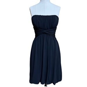 Max & Cleo Strapless Babydoll Dress Size 6 Black Pleated Cocktail Party Grunge